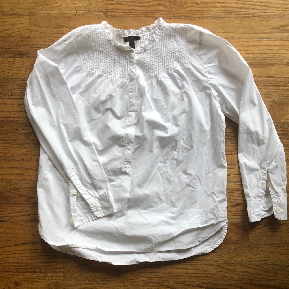 J. Crew Pin-tucked Ruffle Collar Buttonup